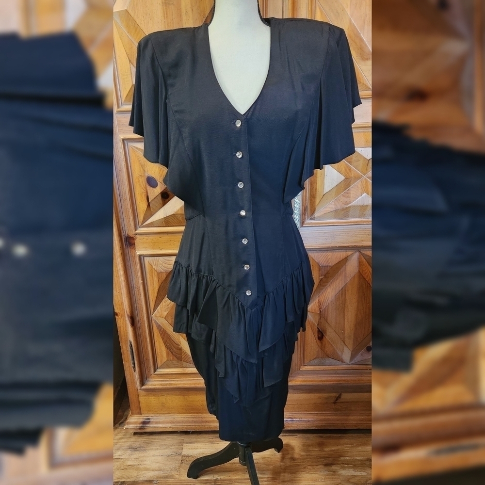 Vintage 80's Kate Warner Lauered Button Down Dress.